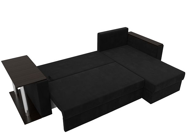 Угловой диван Атланта Лайт правый (полностью микровельвет черный) - Вид 8