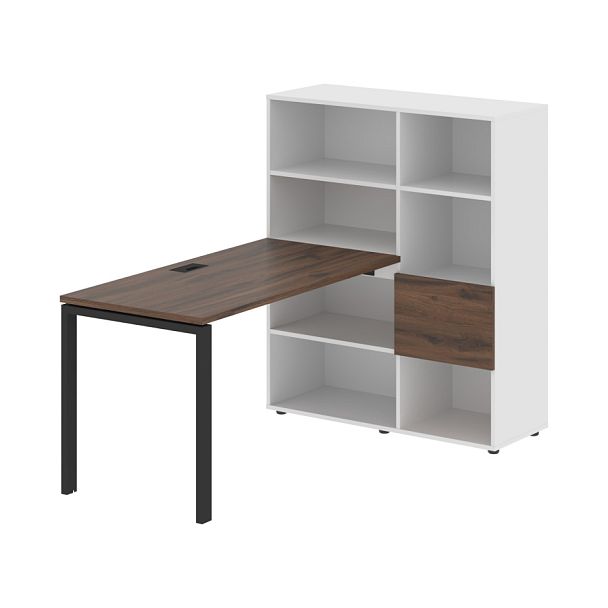 Стол-стеллаж EURST 1113 Дуб Денвер тёмный/Черный/Белый 1790х1120х1355 EDIS - Вид 1