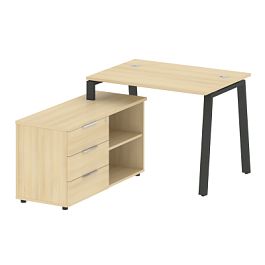 Metal System Р. ст. с тумбой на А-образном м/к БА.РС-СТС-2.1 (L) Акация/Антрацит металл 1100*1520*750 - Фото предпросмотра