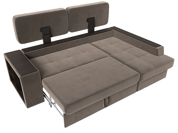 Угловой диван Брюссель правый (полностью велюр коричневый) - Вид 8