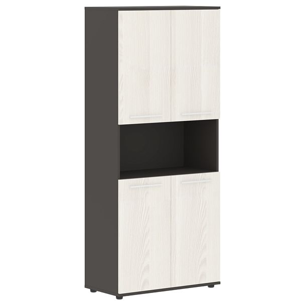 Шкаф высокий широкий EHCS 85.4 Ясень Траун/Белый/Мокко 852х430х1967 EDIS - Вид 1