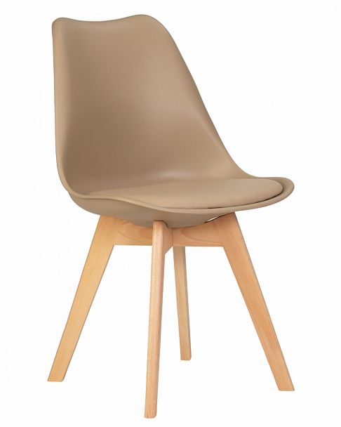 Стул обеденный DOBRIN JERRY SOFT (ножки светлый бук, цвет сиденья бежевый (GR-03)) - Вид 1