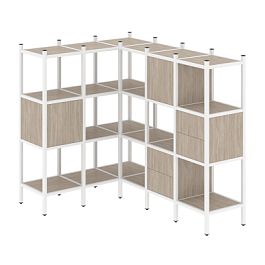 Loft Угловой внутренний стеллаж наборный VR.L-30 Дуб аттик/Белый металл 1278*1278*1458 - Фото предпросмотра