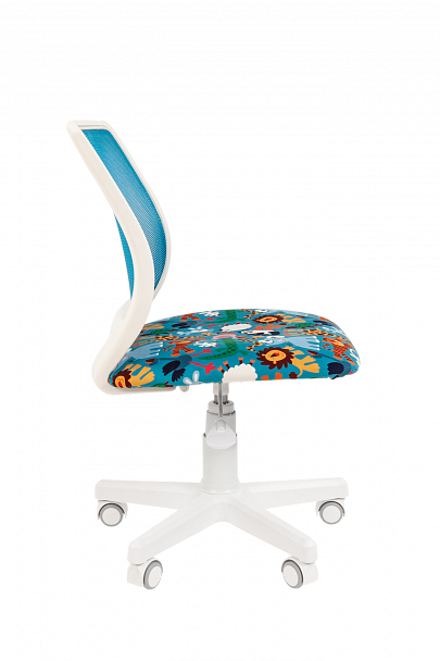 Кресло CHAIRMAN KIDS 112, пластик белый, велюр/сетка, принт ZOO - Вид 3