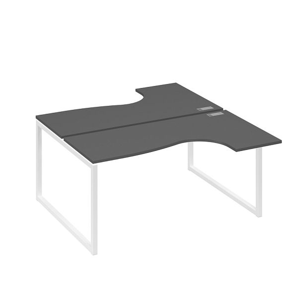 Рабочая станция QUATTRO (2х160) столы Классика эргономичные A4 А4 Б4 182 БП антрацит премиум / металлокаркас белый - Вид 1