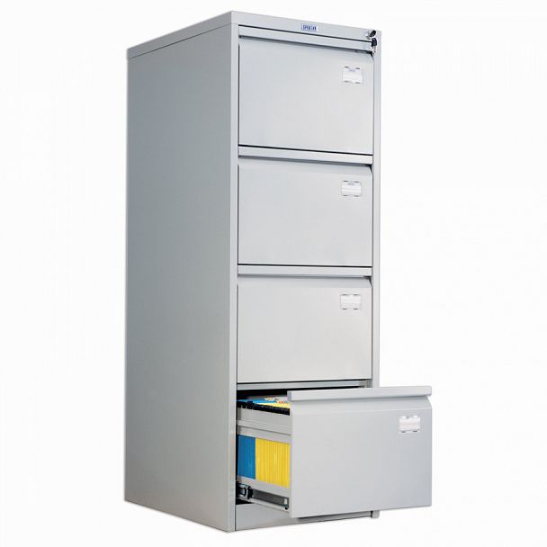 Шкаф картотечный ПРАКТИК "AFC-04", 1330х467х630 мм, 4 ящика, для 220 подвесных папок, формат папок Foolscap или A4 (БЕЗ ПАПОК) - Вид 1