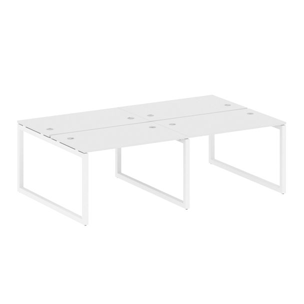 Metal System Quattro Р. ст. на 4 раб. места на О-образном м/к 50БО.СМ-4.2 Белый/Белый металл 2400*1475*750 - Вид 1