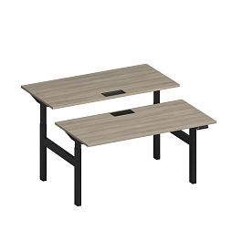 Рабочая станция на электроприводе с заглушками Elevo А2 ЧР 103 ВЛ вяз либерти/ черный гладкий - Фото предпросмотра