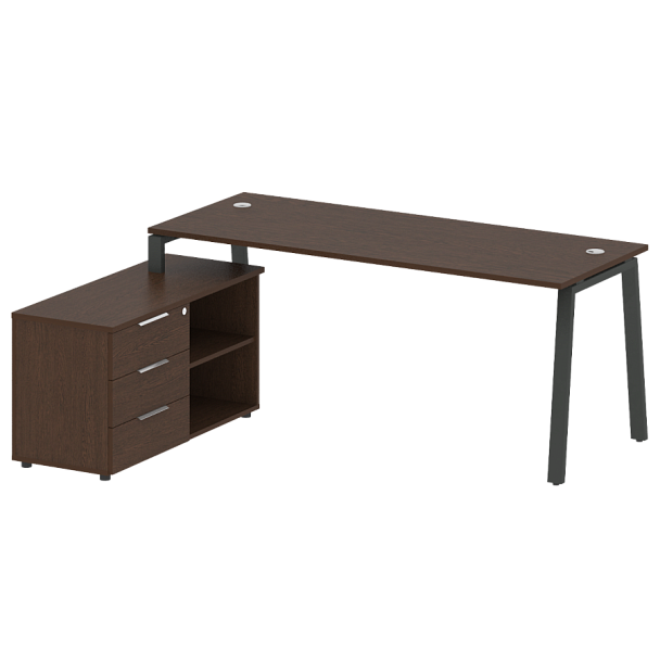 Metal System Р. ст. с тумбой на А-образном м/к БА.РС-СТС-2.5 (L) Венге/Антрацит металл 1900*1520*750 - Вид 1