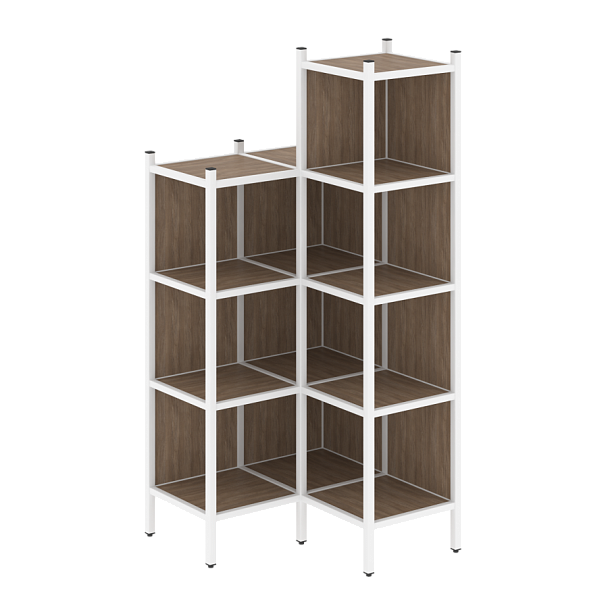 Loft Угловой внутренний стеллаж наборный VR.L-38 Дуб аризона/Белый металл 862*862*1869 - Вид 1