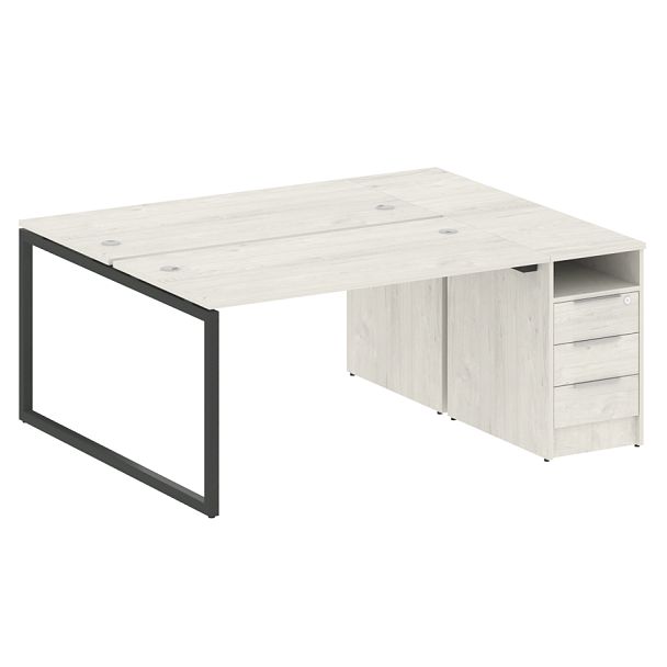 Metal System Quattro Р. ст. с тумбой на О-образном м/к 40БО.РС-СТП-2.3 Дуб наварра/Антрацит металл 1812*1475*750 - Вид 1