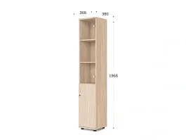 UNITY РШКС-04 ДУБ СОНОМА Шкаф со стеклянными дверьми Прямой 366x380x1966 - Фото предпросмотра