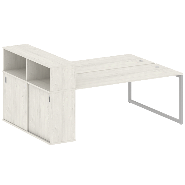 Metal System Quattro Р. ст. с шкафом-купе на О-образном м/к 40БО.РС-СШК-2.5 Т Дуб наварра/Серый металл 2210*1475*1098 - Вид 1