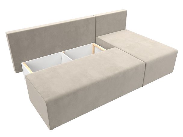 Угловой диван Поло правый (полностью микровельвет бежевый) - Вид 7