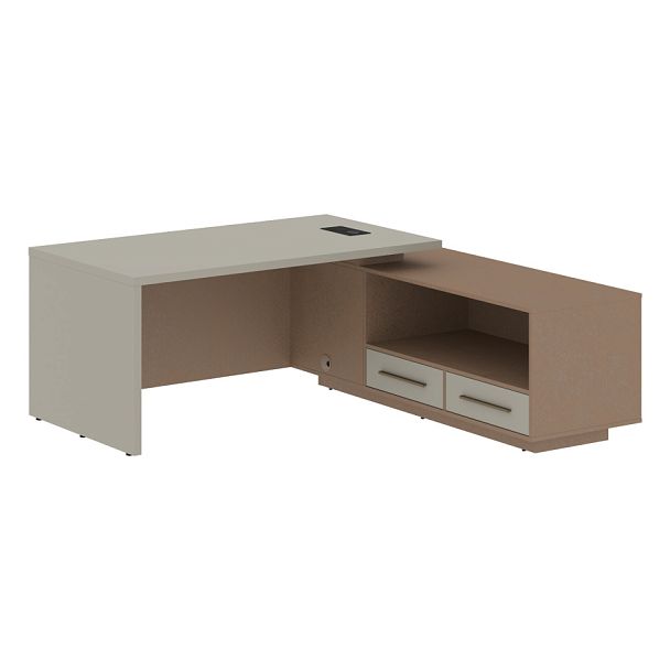 Стол руководителя с тумбой VCT 1919(R) Аметист/Бронза браш/Кобра 1900х1900х750 VELION - Вид 1