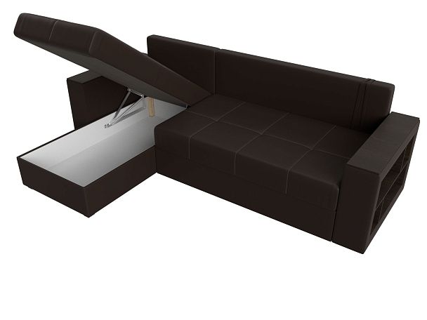 Диван угловой Дубай Лайт угол левый (полностью экокожа коричневая) - Вид 7