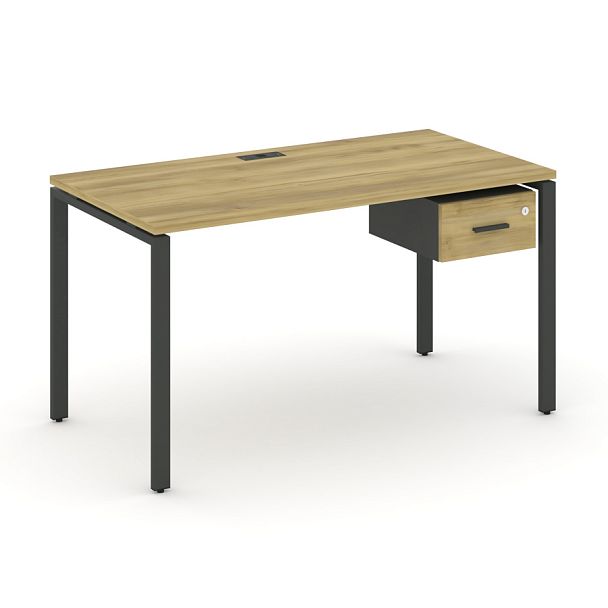 Concept Стол рабочий с подвесной тумбой с одним ящ. CN.SP-111 W Дуб Винченцо/Антрацит/Металл Антрацит 1380*720*750 - Вид 1