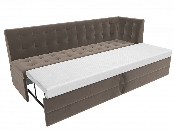 Кухонный диван Бриз с углом (полностью велюр коричневый) - Вид 6