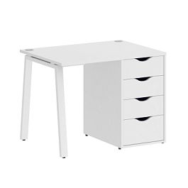 Home Office Стол письменный VR.SP-3-98.4.A Белый бриллиант/Белый металл 980*720*750 - Фото предпросмотра