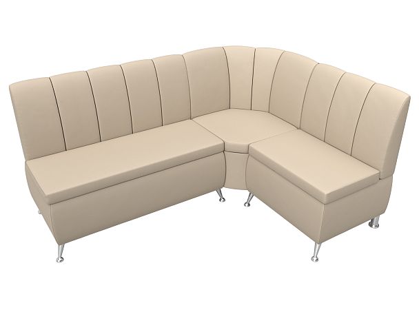 Кухонный угловой диван Кантри правый (полностью экокожа бежевая) - Вид 5
