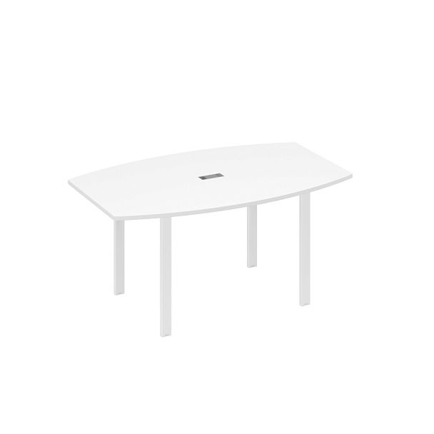 Стол 160 фигурный на металлокаркасе UNO для переговоров A4 А4 Б1 111 БП белый премиум / металлокаркас белый - Вид 1