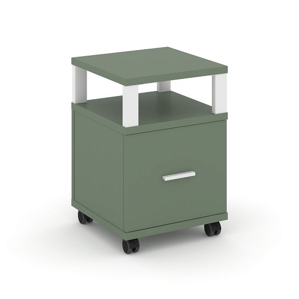 Concept Тумба мобильная 1 распаш. фасад с надставкой CN.TUM-008 W Кобо/Металл Белый 420*420*615 - Вид 1