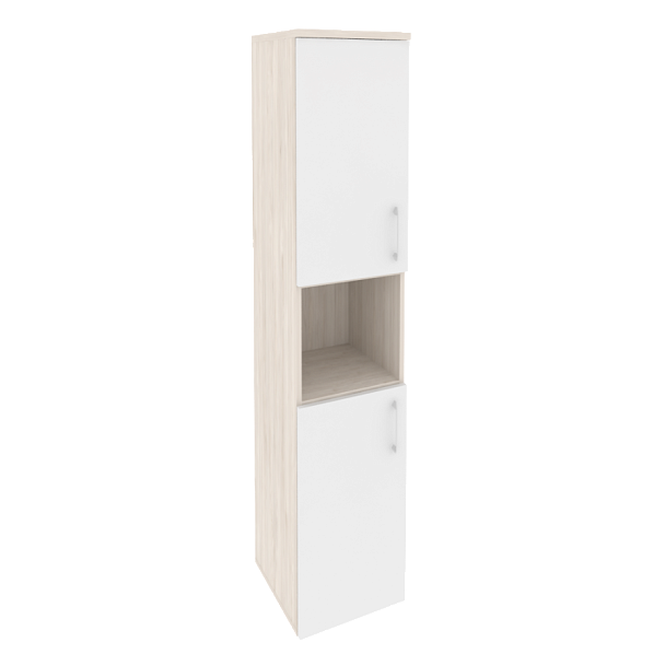 Onix Шкаф высокий узкий левый O.SU-1.5 (L) Денвер светлый/Белый бриллиант 400*420*1977 - Вид 1