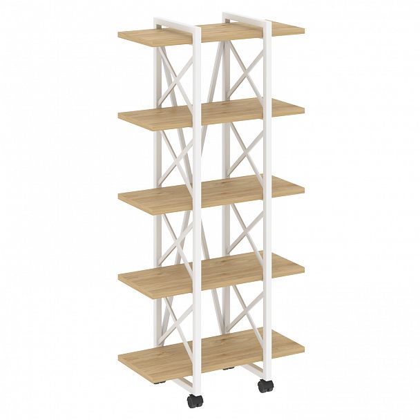 Стеллаж на колесах "Loft" VR.L-MST.K-5.4V тиквуд светлый/белый - Вид 1