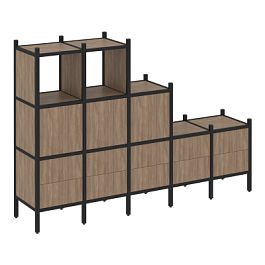 Loft Прямой стеллаж наборный VR.L-19 Дуб аризона/Чёрный металл 2110*446*1458 - Фото предпросмотра