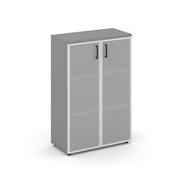 Стайл Проджект Шкаф средний широкий (2 средних фасада стекло сатин в раме) SN.STS.E-206 Серый Пепел/ - Фото предпросмотра