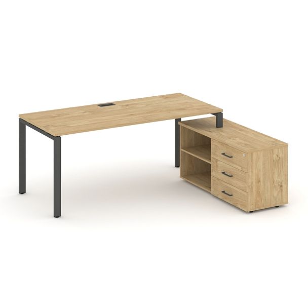 Стайл Проджект Директ / Style Project Direct Стол письменный с греденцией правой SN-6P.SRG-013.M(R) Тиквуд Светлый/Металл Антрацит 1580*1480*750 - Вид 1
