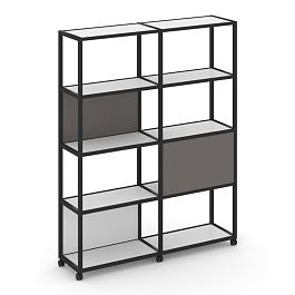 Shelf Mobile Стеллаж 5 уровней 2 секции VR.LT-STK-512.06 Белый Бриллиант/Металл Черный/W-26 1170*400*2000 - Фото предпросмотра