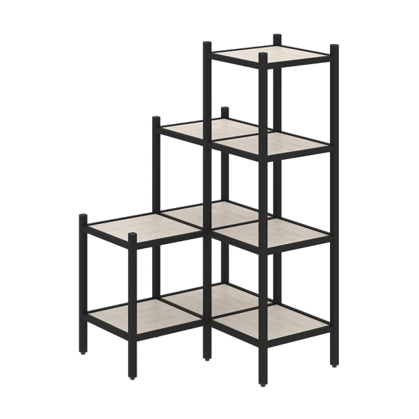 Loft Угловой внутренний стеллаж наборный VR.L-36 Денвер светлый/Чёрный металл 862*862*1458 - Вид 1