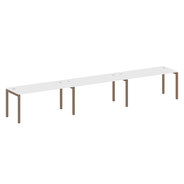 Metal System Quattro Р. ст. на 3 раб. места на П-образном м/к 50БП.СМ-3.4 Белый/Мокко металл 4800*720*750 - Вид 1