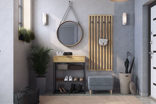 Обувница Краш LMN-13.2555 черный муар/дуб крафт золотой - Вид 5