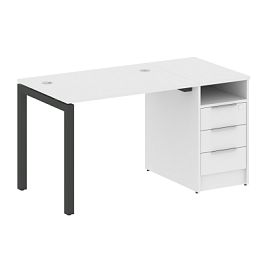 Metal System Quattro Р. ст. с тумбой на П-образном м/к 50БП.РС-СТП-1.1 Белый/Антрацит металл 1412*720*750 - Фото предпросмотра