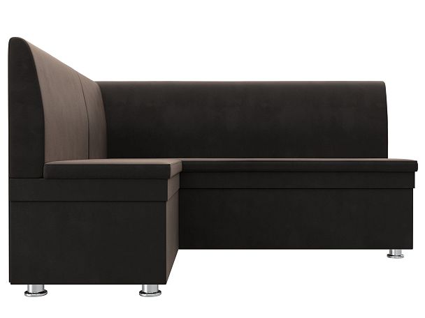 Кухонный угловой диван Уют левый (полностью велюр коричневый) - Вид 2
