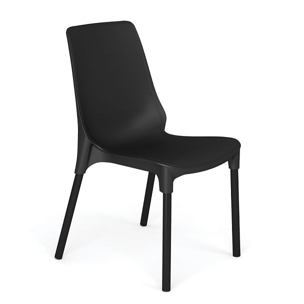 Стул для столовых, кафе, дома SHT-S75, черный металлический каркас, пластик черный, стопируемый - Вид 1