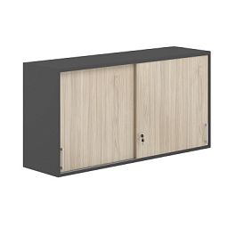 Антресоль-купе 2 ур. 1438х400х723 / корпус:антрацит, топ/дно:антрацит, фасады:ак.равелло / Аллегро / Allegro - Фото предпросмотра