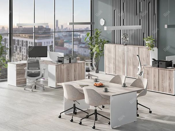 TANDEM RTD008-180-MA Конференц-стол овальный ун-й 1800х900х750 Дуб Маувелла/Белый - Вид 3