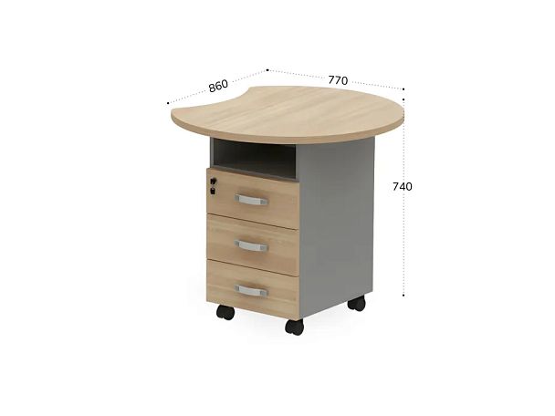 БЕРЛИН / BERLIN Тумба приставная правая 770х860х740 Акация/Серый - Вид 2