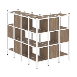 Loft Угловой внешний стеллаж наборный VR.L-52 Дуб аризона/Белый металл 1694*1278*1458 - Фото предпросмотра