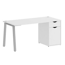 Home Office Стол письменный VR.SP-3-158.1.A Белый бриллиант/Серый металл 1580*720*750 - Фото предпросмотра