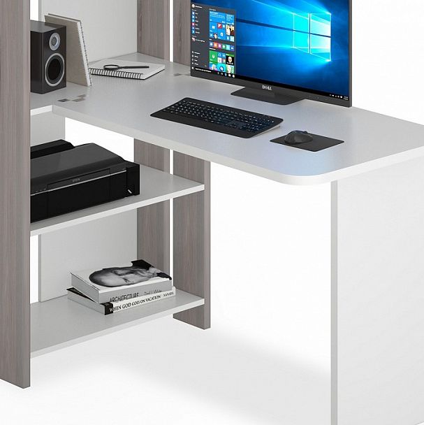 Стол компьютерный Домино Lite СТЛ-ОВ+С100Р Белый/Нельсон - Вид 3