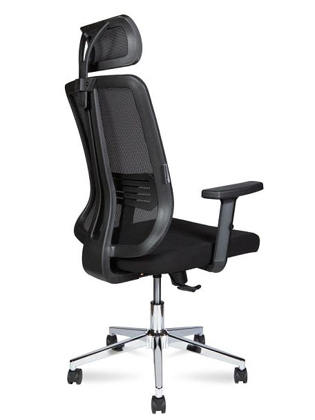 Кресло офисное / Tema Chrome 2D / база хром / черный пластик / черная сетка / черная ткань - Вид 4