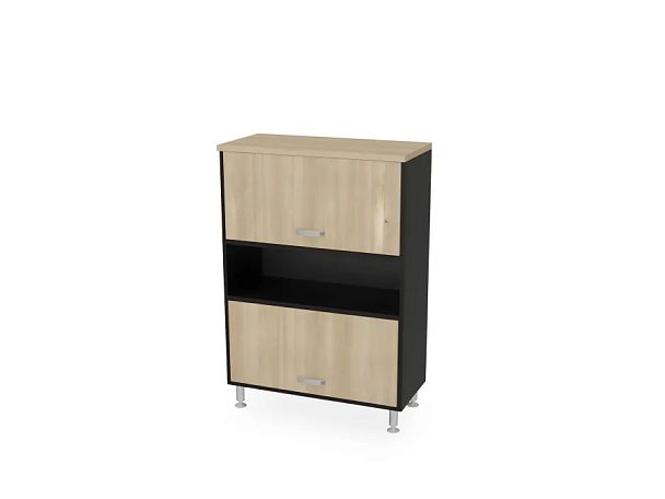 БЕРЛИН / BERLIN Шкаф с двумя лифт-дверями 900х430х1290 Акация/Черный - Вид 1