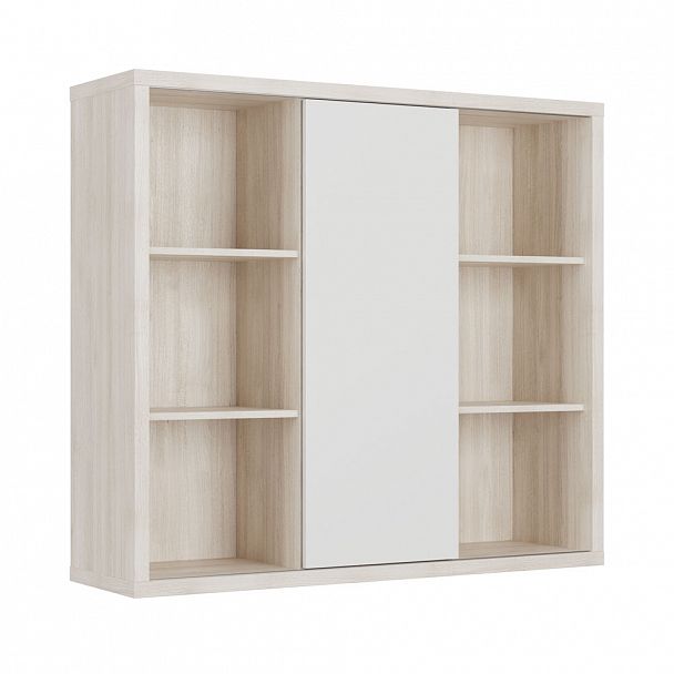 Шкаф средний со слайд-дверью Zion 140x42x128 светлый дуб - Вид 1