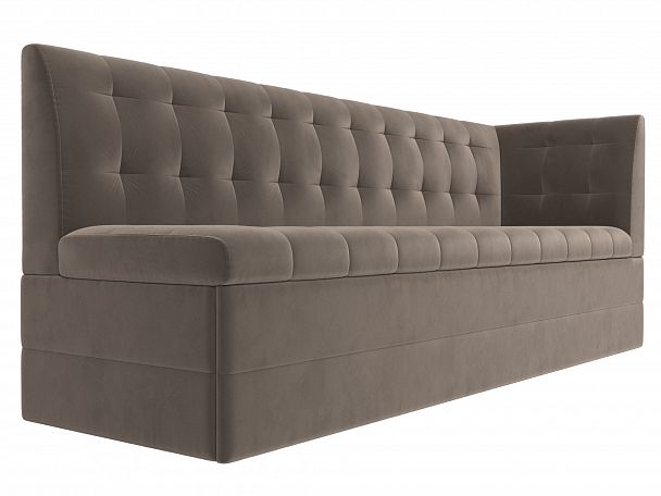 Кухонный диван Бриз с углом (полностью велюр коричневый) - Вид 3