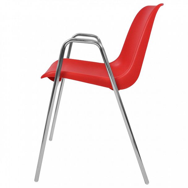 Стул Vicenza (4 высокие ножки c подлокотниками), каркас Хром, красный, стопируемый - Вид 3
