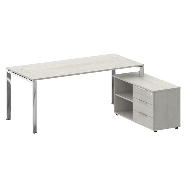 Metal System Direct Стол руководителя с тумбой правый БГ.СРТ-5.8 (R) Дуб наварра/Нерж. сталь 1900*1620*750 - Вид 1